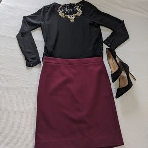 JCrew Burgundy Pencil Skirt